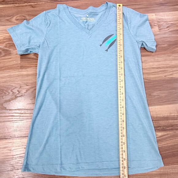 The CHOSEN NWT Blue Unisex V-Neck MED Graphic T-Shirt Christian Jesus - Picture 6 of 8